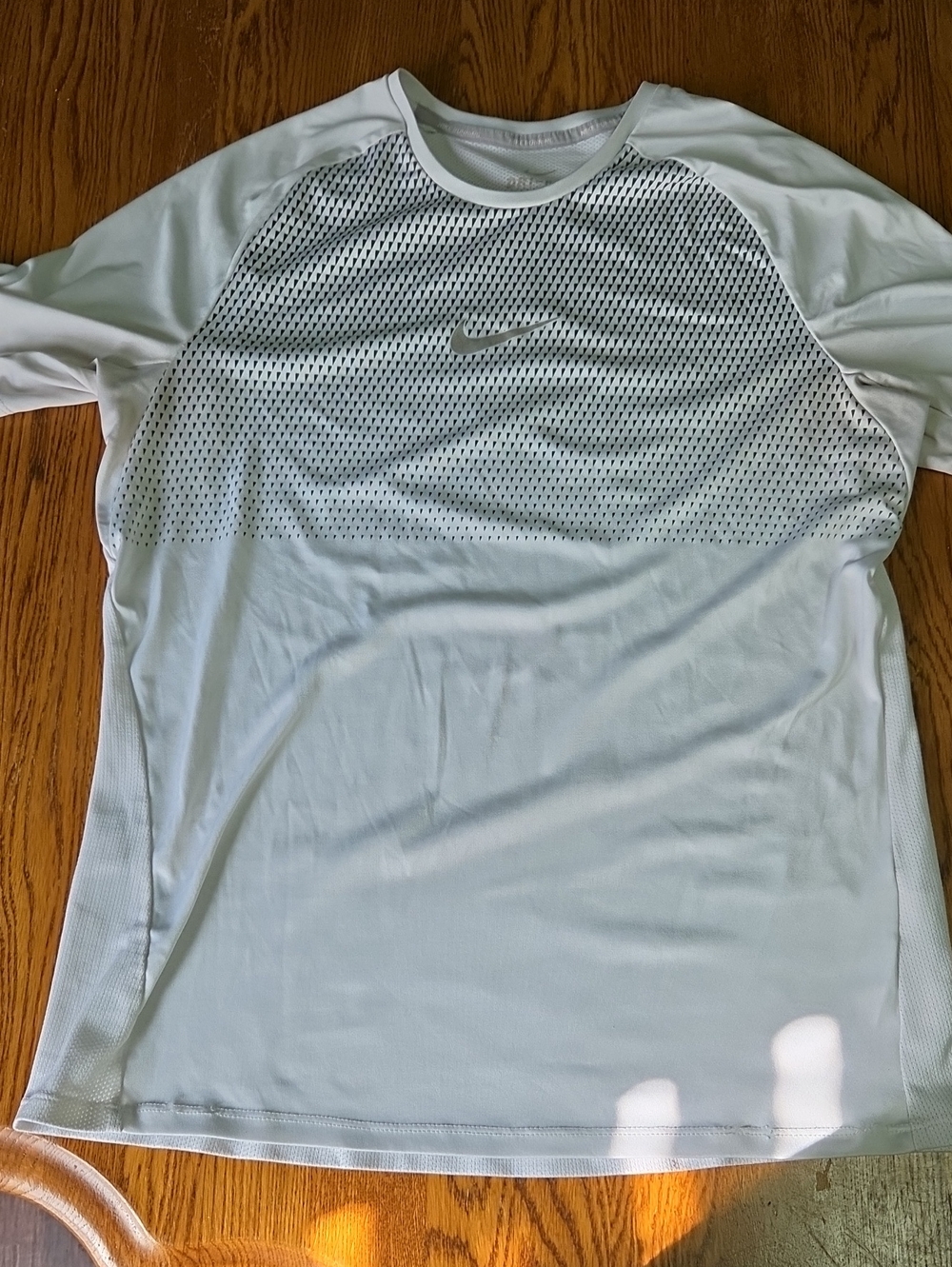Nike Men’s White Short-Sleeve Athletic Tee with Mesh Panel